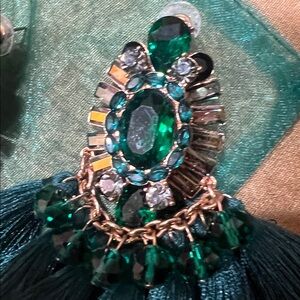 Elegant Teal Tassel Earrings